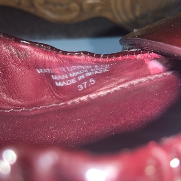 Theory Patent Leather Wedge Ballet Flats Burgundy - Picture 9 of 11